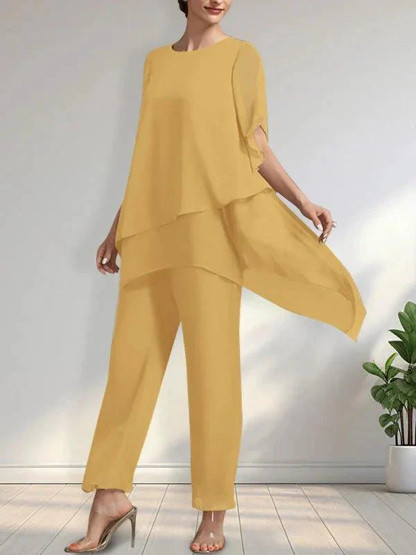 Separates Jumpsuit/Pantsuit Scoop Ankle-Length Chiffon Mother of the Bride Dress - Image 30