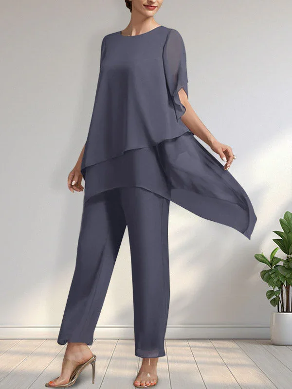 Separates Jumpsuit/Pantsuit Scoop Ankle-Length Chiffon Mother of the Bride Dress - Image 4