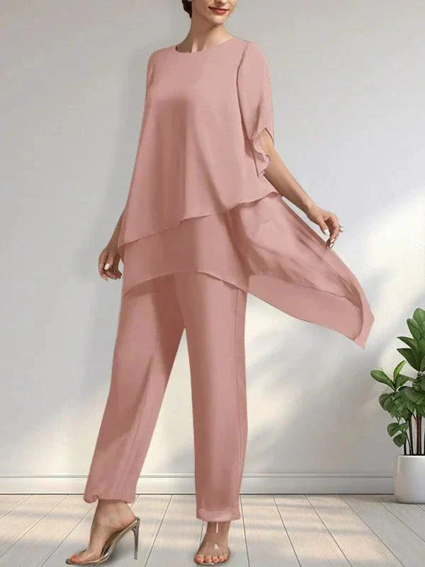 Separates Jumpsuit/Pantsuit Scoop Ankle-Length Chiffon Mother of the Bride Dress - Image 9