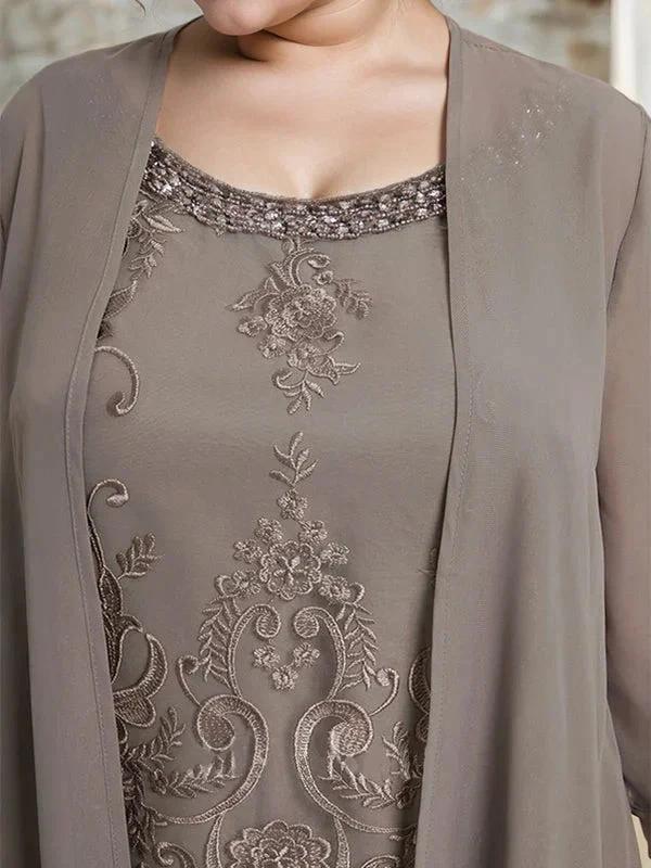 Separates Jumpsuit/Pantsuit Scoop Floor-Length Chiffon Lace Mother of the Bride Dress With Beading Sequins - Image 5