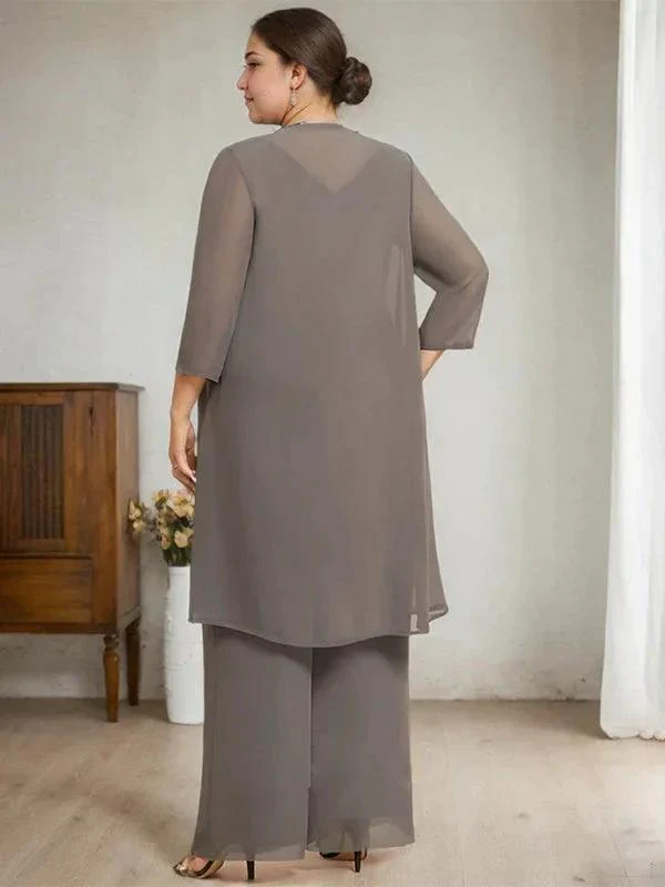 Separates Jumpsuit/Pantsuit Scoop Floor-Length Chiffon Lace Mother of the Bride Dress With Beading Sequins - Image 9