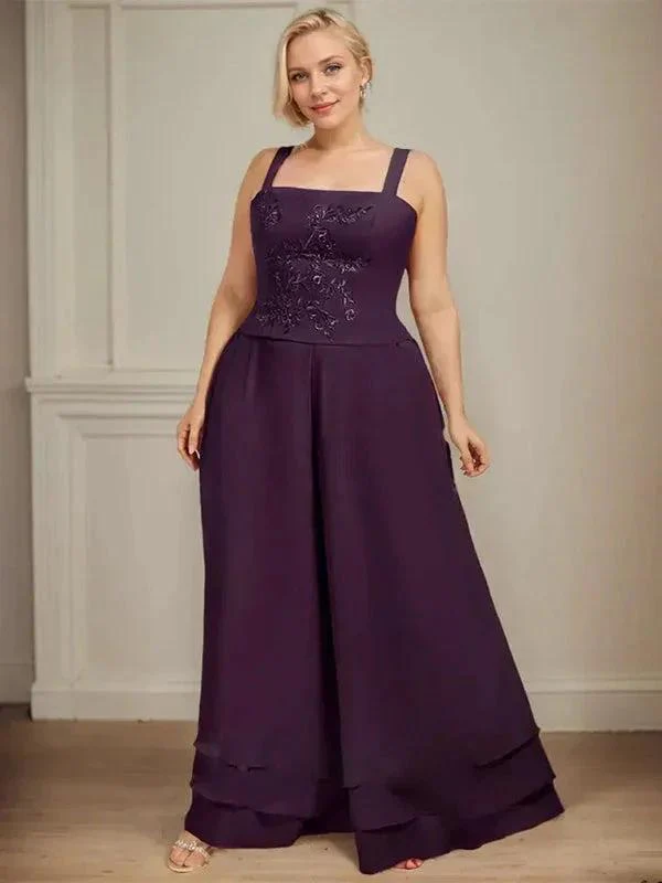 Separates Jumpsuit/Pantsuit Square Ankle-Length Lace Chiffon Mother of the Bride Dress With Sequins - Image 10