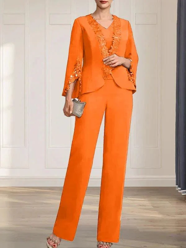 Separates Jumpsuit/Pantsuit V-Neck Floor-Length Chiffon Mother of the Bride Dress - Image 32