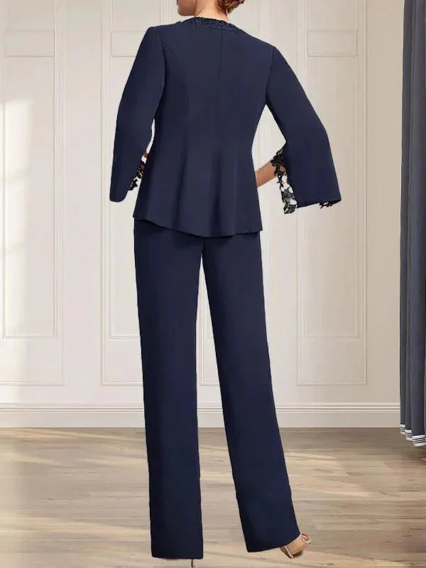 Separates Jumpsuit/Pantsuit V-Neck Floor-Length Chiffon Mother of the Bride Dress - Image 5