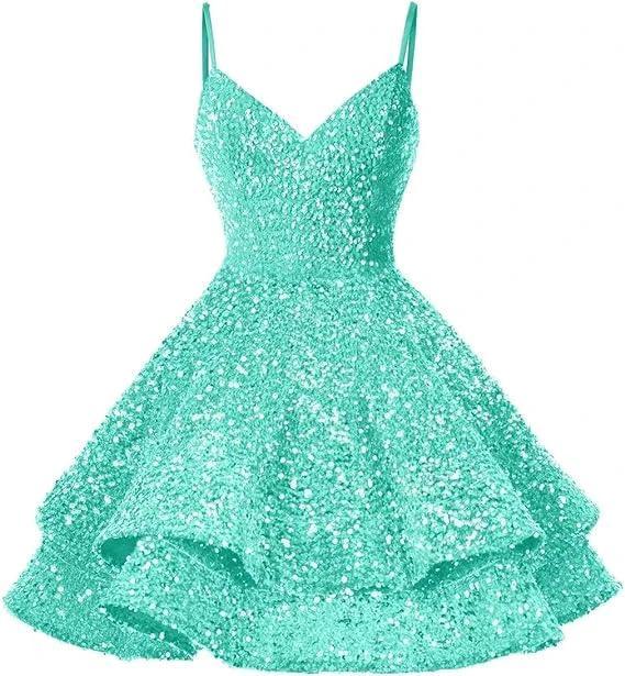 Sequin Homecoming Dresses for Teens Sparkly Short Prom Dresses SYH87 - Image 6