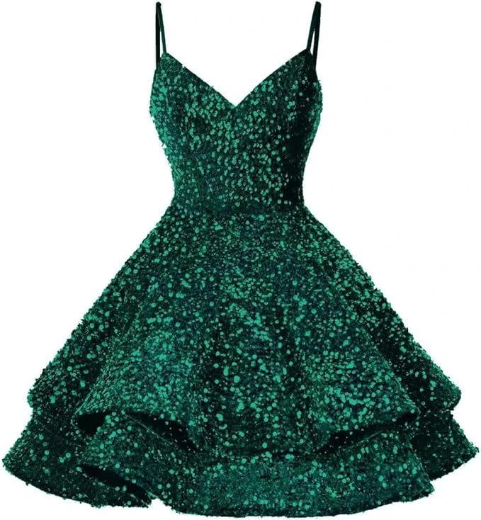Sequin Homecoming Dresses for Teens Sparkly Short Prom Dresses SYH87 - Image 9