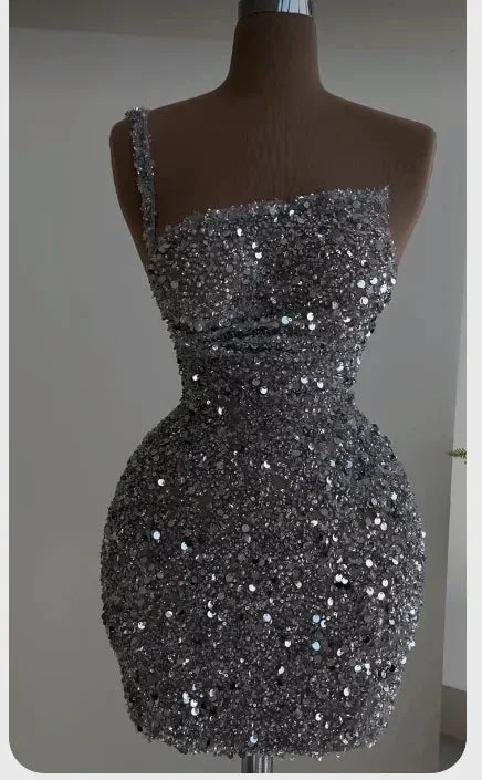Sequin Short Homecoming Dress Silver Party Dress Y60 - Image 2