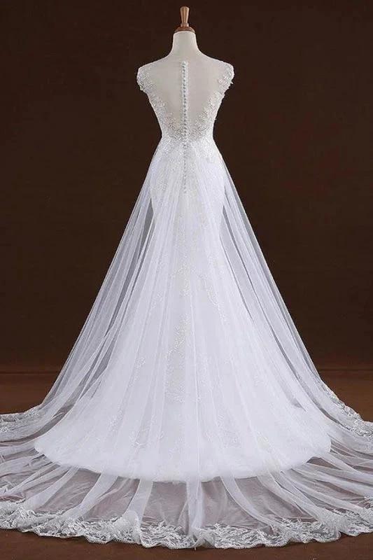 Sequine Appliques Tulle Pretty Mermaid Elegant Wedding Dresses - Image 2