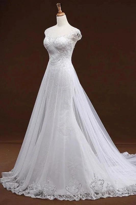 Sequine Appliques Tulle Pretty Mermaid Elegant Wedding Dresses - Image 3