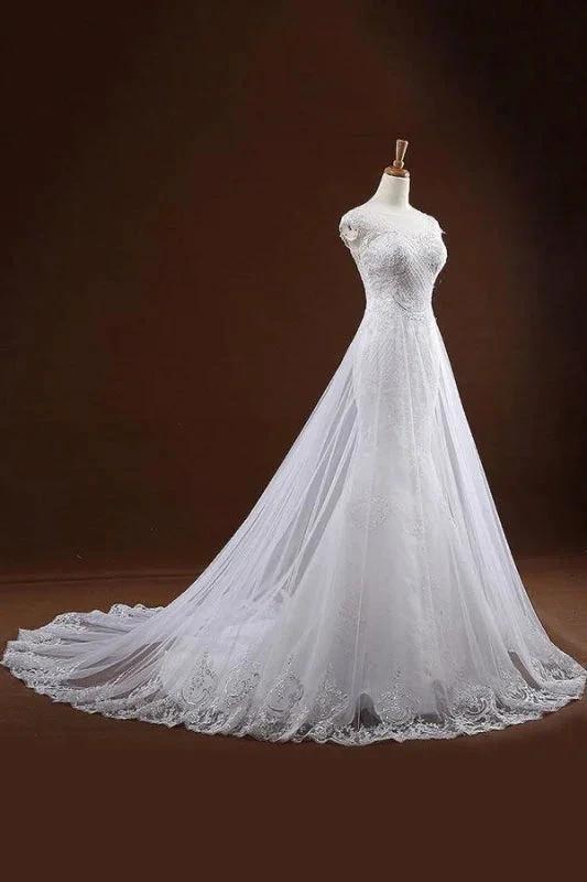 Sequine Appliques Tulle Pretty Mermaid Elegant Wedding Dresses - Image 5