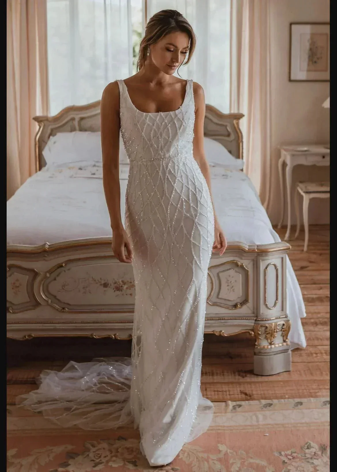 Sequins Mermaid Wedding Dresses 2023 Women's Modern Square Neck Sleeveless Bridal Gowns Satin Tulle Vesidos De Novia Robe De - Image 6