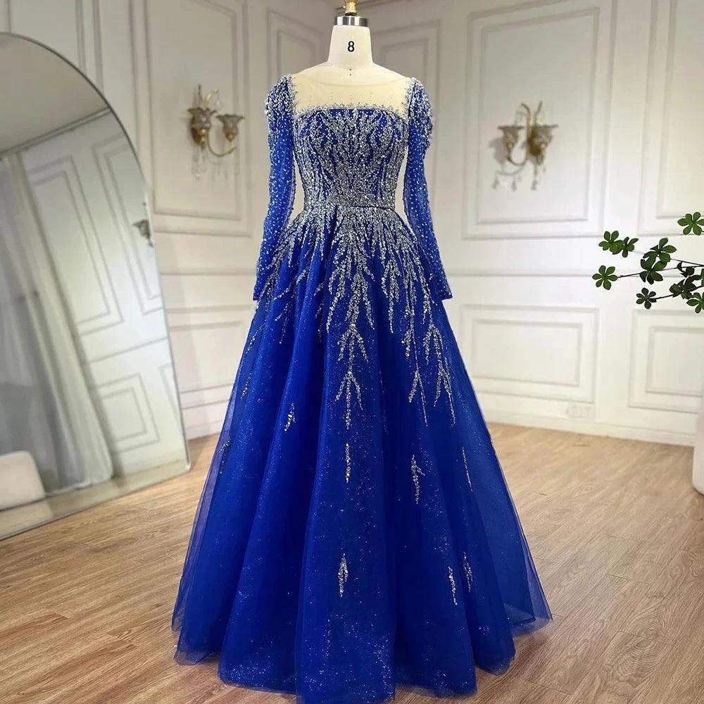 Serene Hill Muslim Pink A Line Beaded Luxury Dubai Long Evening Dresses Gowns   For Woman Wedding Party - Image 4