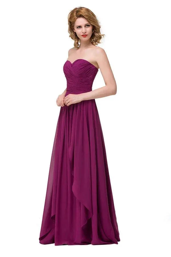Sexy A-line Floor-length Sweetheart Ruffle Chiffon Bridesmaid Dresses - Image 2