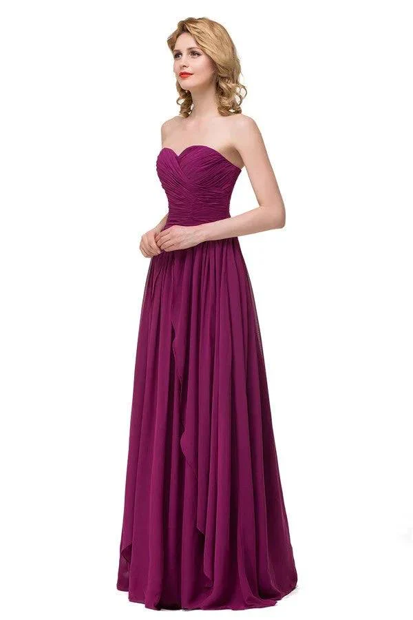 Sexy A-line Floor-length Sweetheart Ruffle Chiffon Bridesmaid Dresses - Image 5