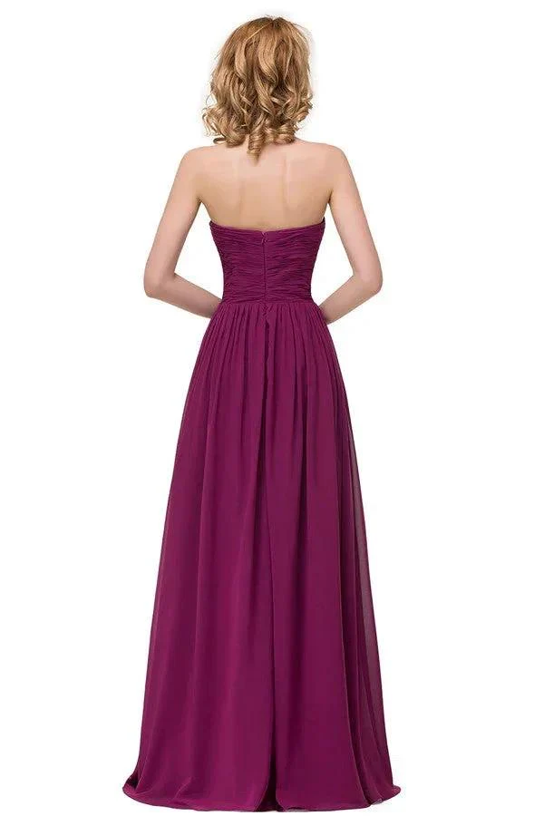 Sexy A-line Floor-length Sweetheart Ruffle Chiffon Bridesmaid Dresses - Image 8