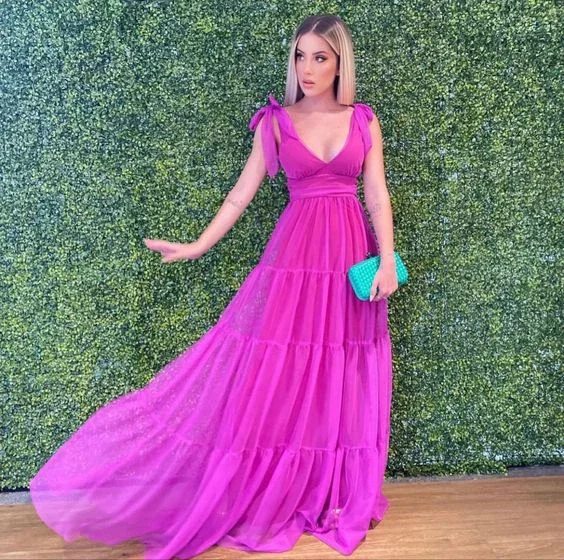 Sexy A-line V Neck Sleeveless Evening Dress Y6152 - Image 2
