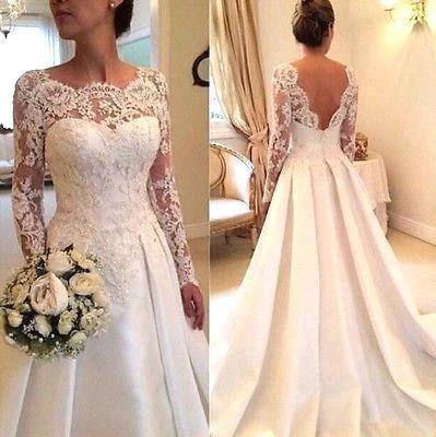 Sexy A-line Wedding Dresses with Sleeves Lace - Image 2