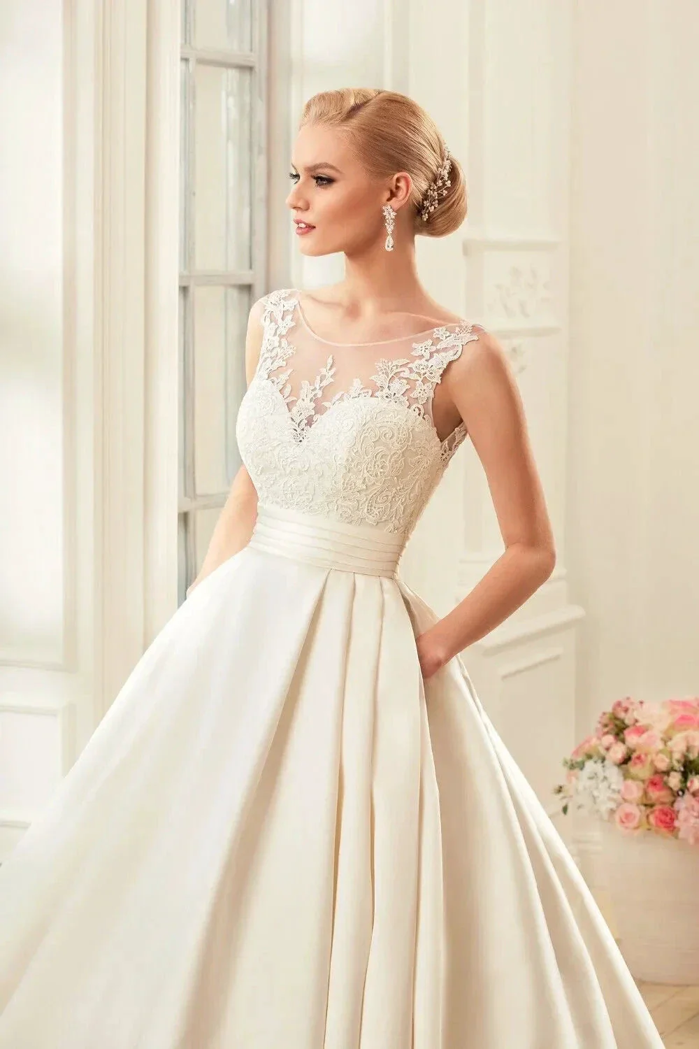 Sexy Backless Satin Wedding Dresses 2023 Chapel Train Bridal Gowns Ivory vestido noiva princesa - Image 4