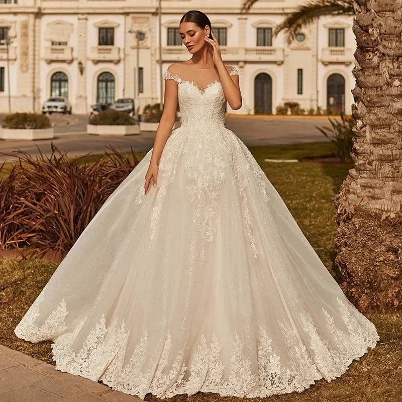 Sexy Backless Vestidos De Novia Appliques Vestido De Noiva Cap Sleeve Wedding Dresses Lace Robe De Mariée - Image 3