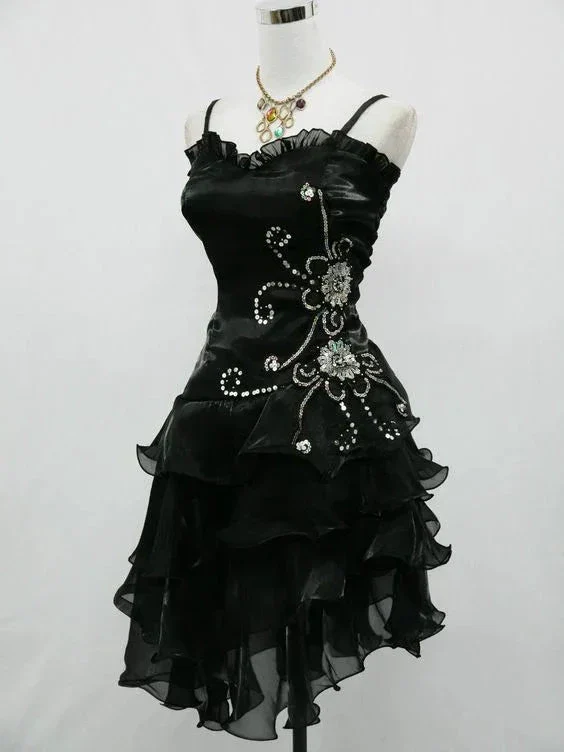 Sexy Black Chiffon Beaded Cocktail Dress Homecoming Dress Y7729 - Image 2