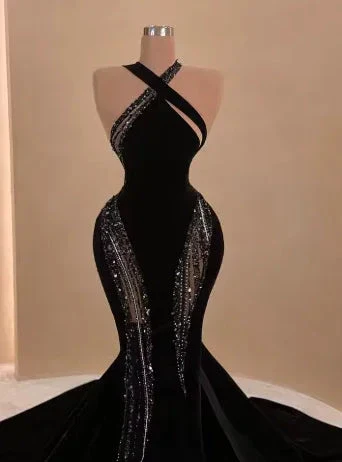 Sexy Black Mermaid Long Prom Dress with Train,Chic Black Evening Gown Y4178 - Image 4