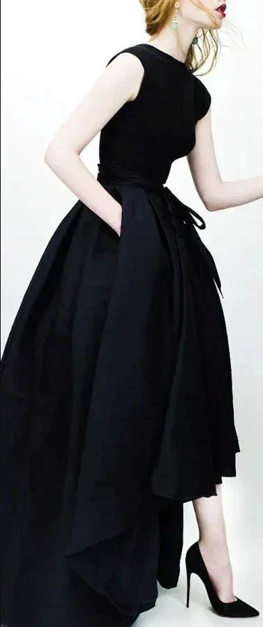 Sexy black prom dress charming pretty gown simple evening dress o-neck party formal dress S19670 - Image 3