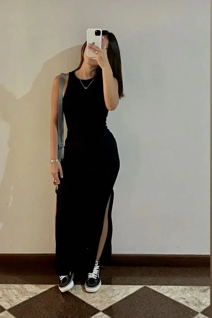 Sexy Black Sheath Evening Dress With Split Y7160 - Image 2