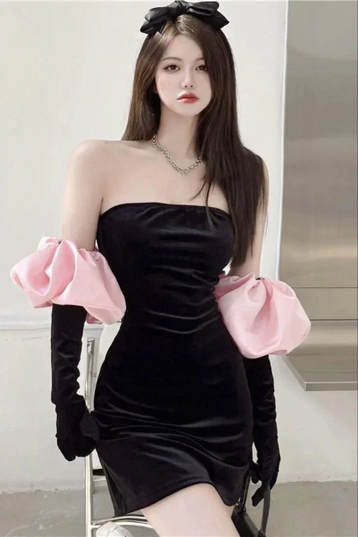Sexy Black Strapless Homecoming Dress Black Party Dress Y2381 - Image 3