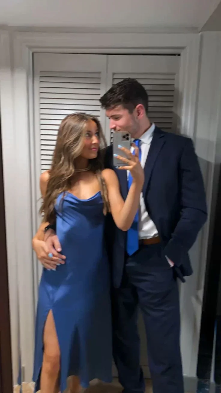 Sexy Blue Midi-length Evening Dress Blue Party Dress Y5035 - Image 2