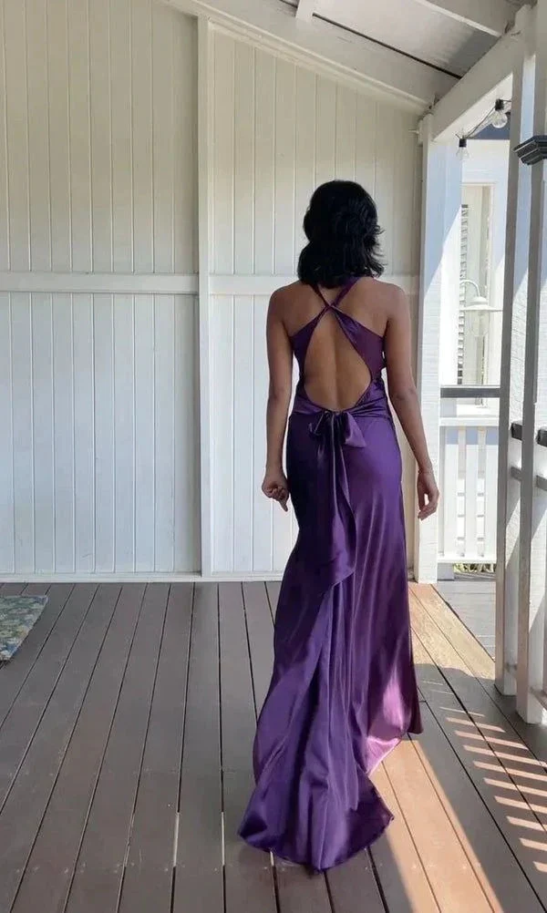Sexy V Neck Satin Evening Dress Long Prom Dress Y7781 - Image 2