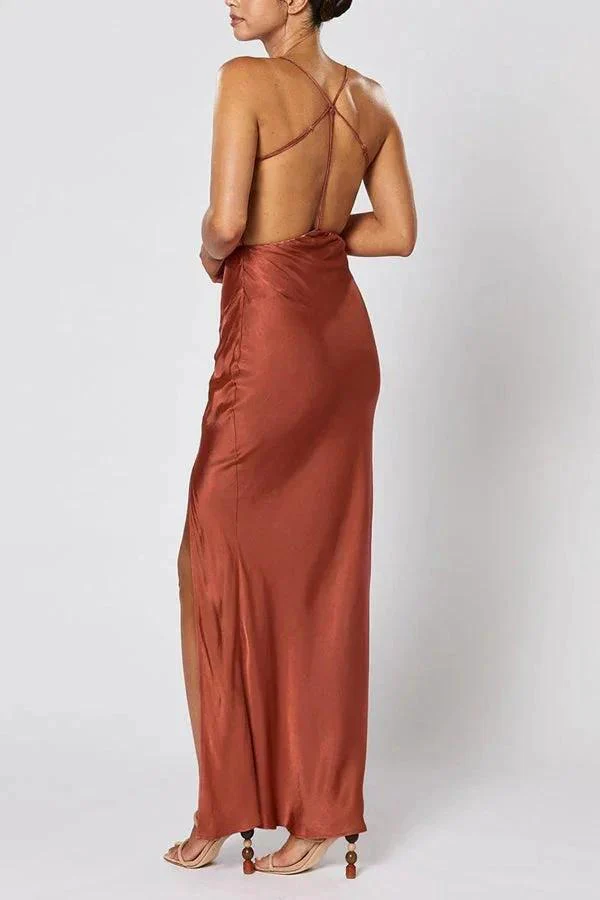 Sexy Burgundy Spaghetti Straps Sleeveless Bridesmaid Dress BD109 - Image 2