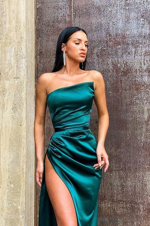 Sexy Dark Green Sleeveless Mermaid Prom Dress With Slit - Image 2