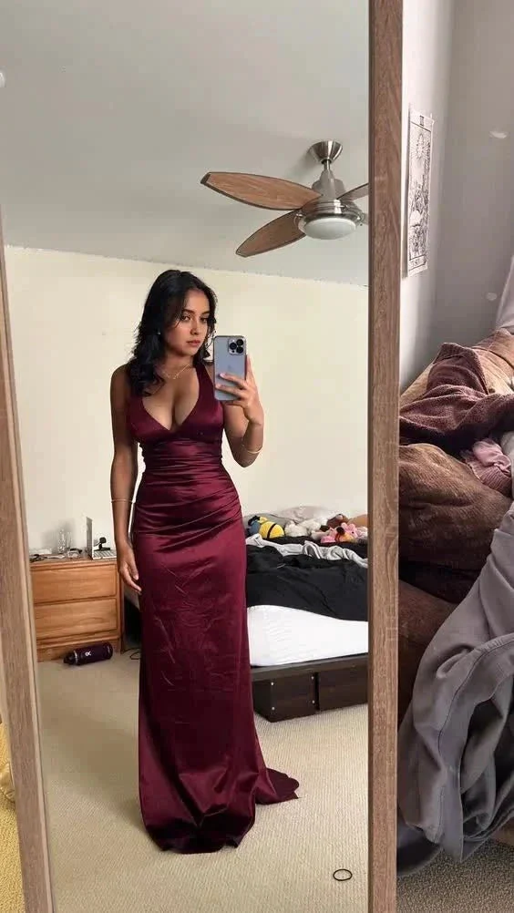 Sexy Deep V Neck Sheath Evening Dress Y5762 - Image 6