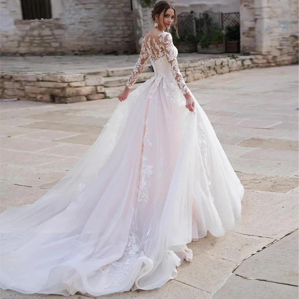 Sexy Deep V-neck Vestidos De Novia Appliques Vestido De Noiva Long Sleeves Wedding Dresses Lace Robe De Mariée - Image 2