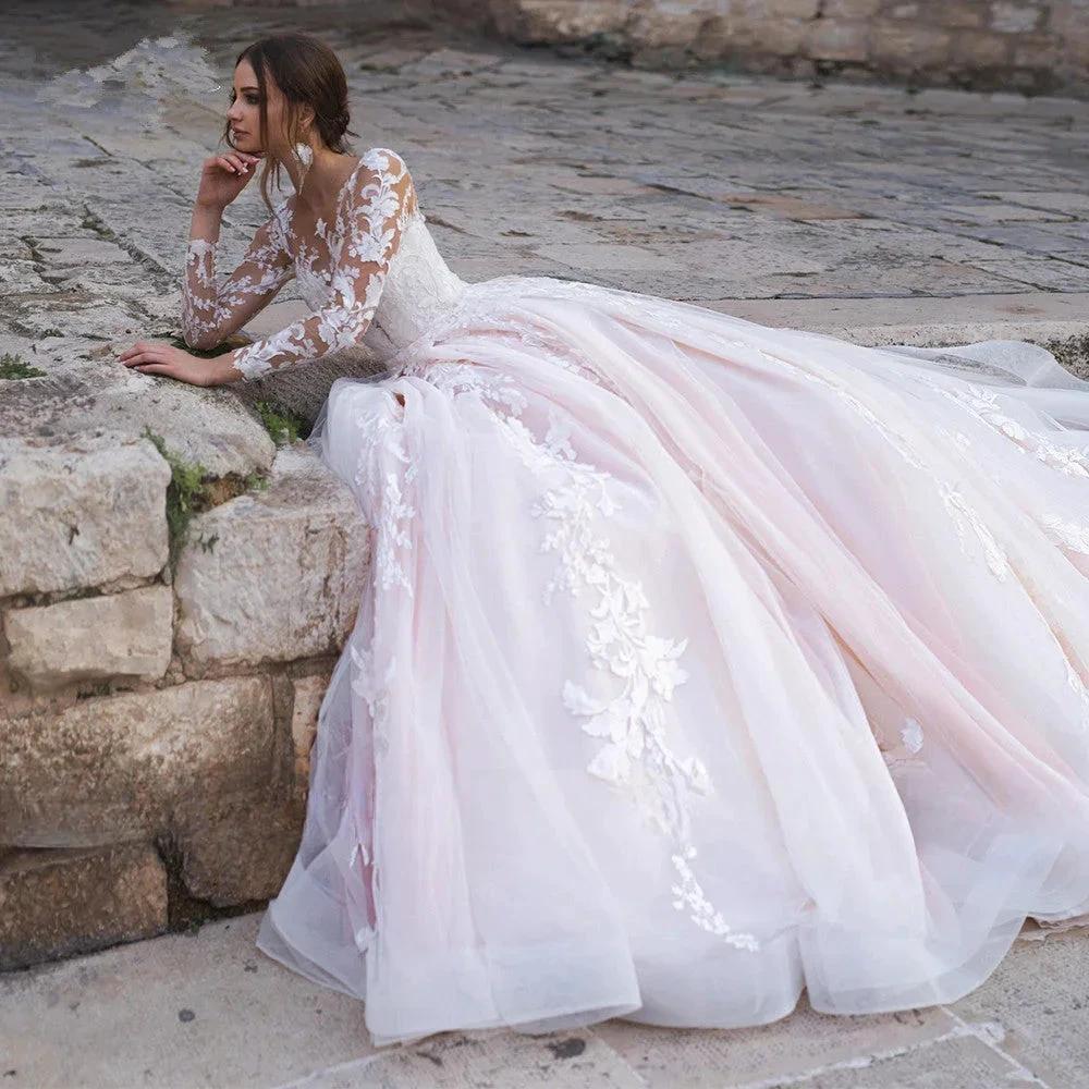 Sexy Deep V-neck Vestidos De Novia Appliques Vestido De Noiva Long Sleeves Wedding Dresses Lace Robe De Mariée - Image 3