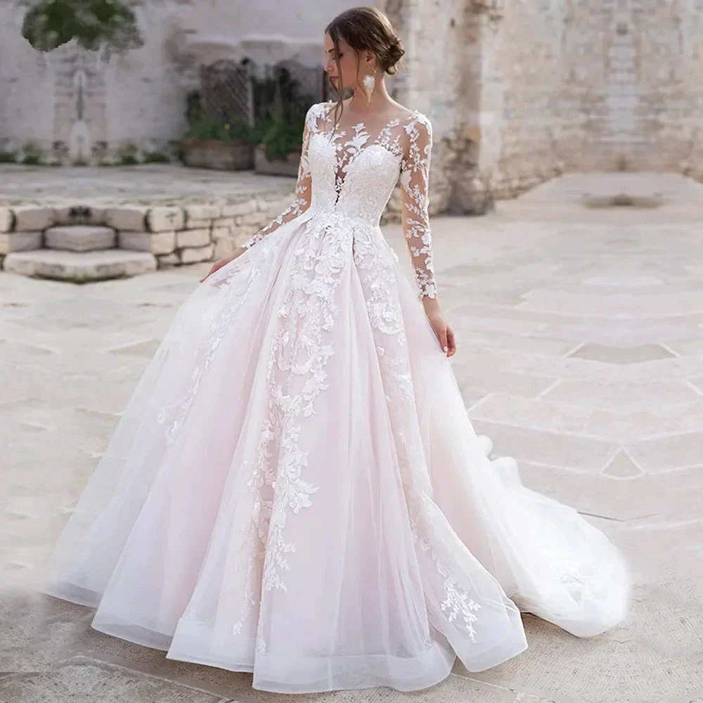 Sexy Deep V-neck Vestidos De Novia Appliques Vestido De Noiva Long Sleeves Wedding Dresses Lace Robe De Mariée - Image 4