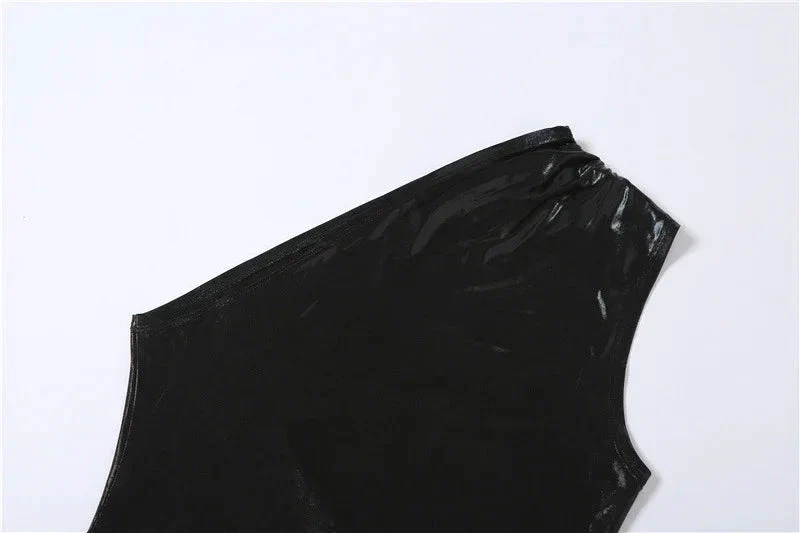 Sexy Dress Women One Shoulder Dress Solid Color Sleeveless Homecoming Dress Y1987 - Image 7