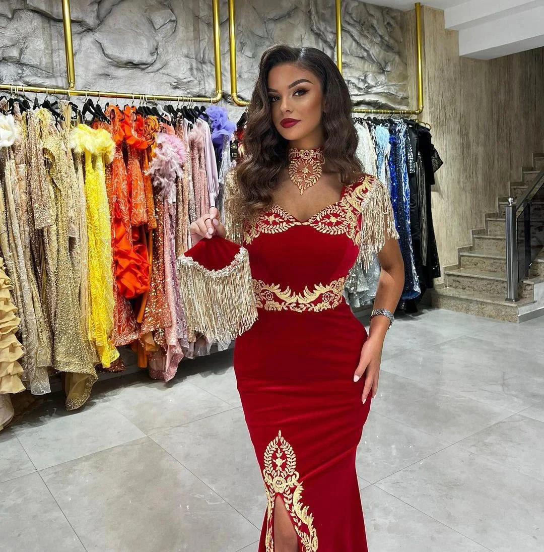 Sexy Floor Length Sweetheart Sleeveless Mermaid Ruby Prom Dress with Split - Image 2