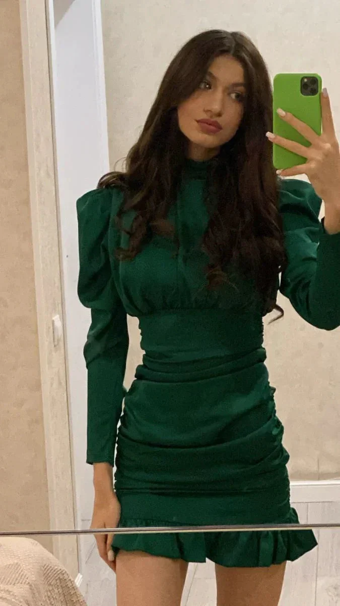 Sexy Green Long Sleeves Party Dress Green Homecoming Dress Y5858 - Image 2