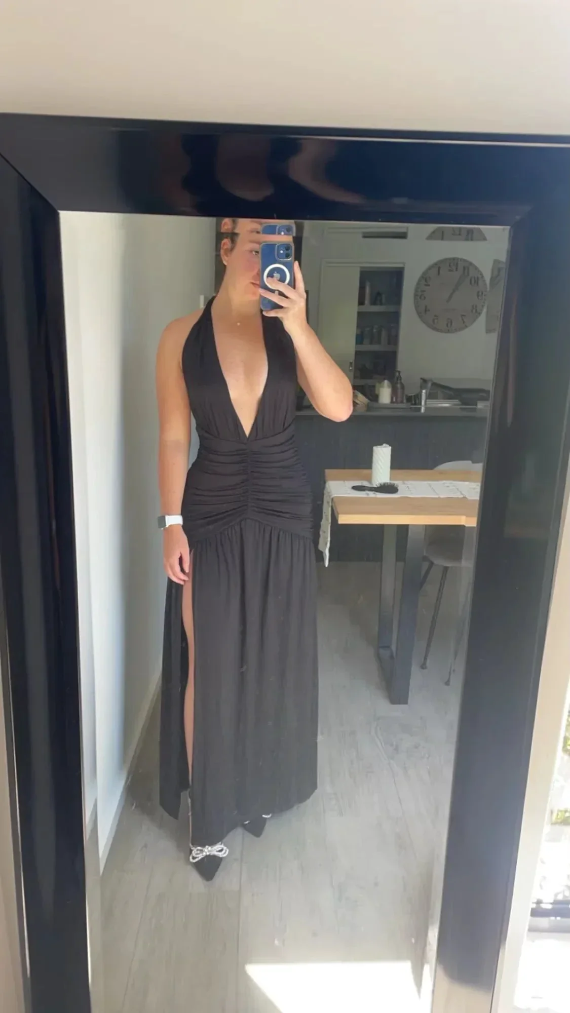 Sexy Halter Backless Brown A Line Slit Prom Dress Deep V Evening Dress Y8481 - Image 8