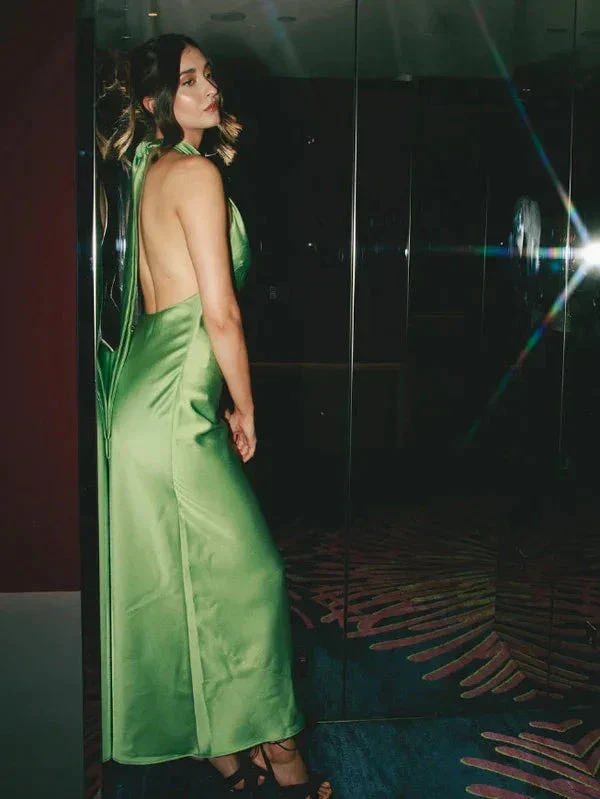 Sexy Halter Green Backless Prom Dress Long Evening Dress Y8230 - Image 4