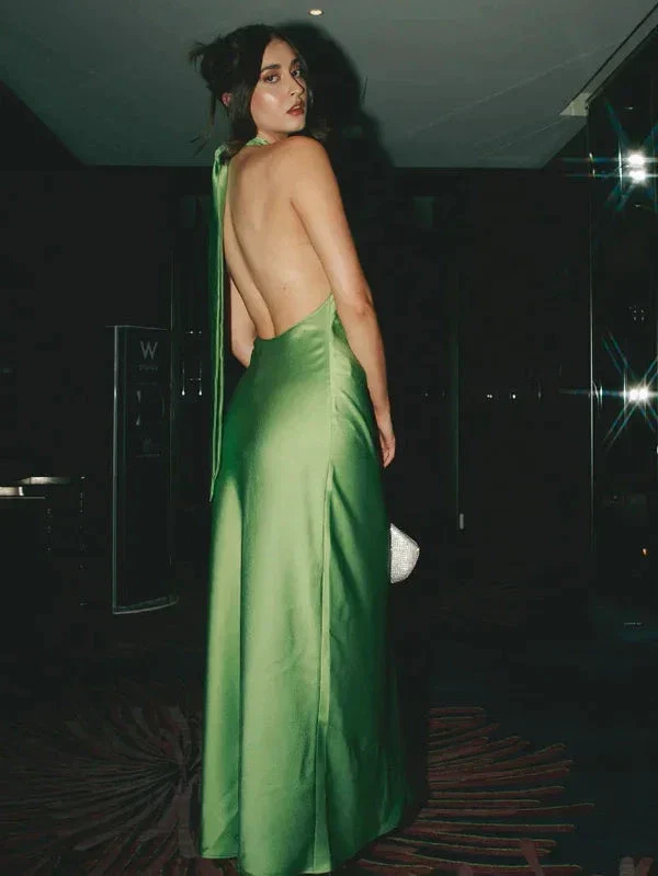Sexy Halter Green Backless Prom Dress Long Evening Dress Y8230 - Image 5
