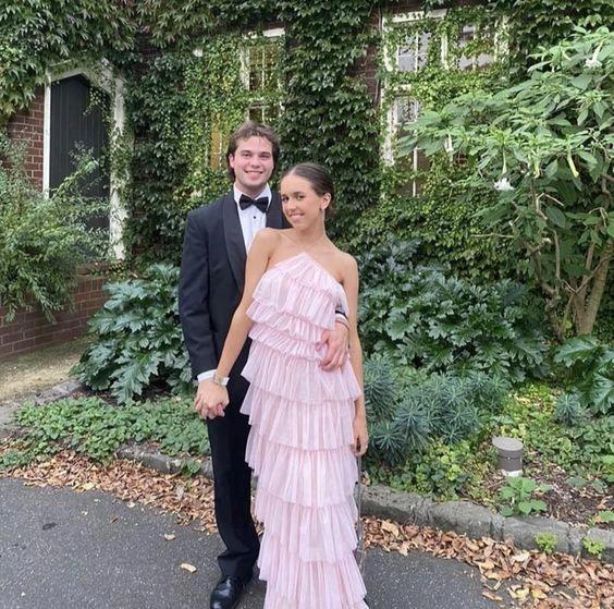 Sexy Halter Pink Layered Long Prom Evening Dresses,Chic Formal Gown Y1586 - Image 3