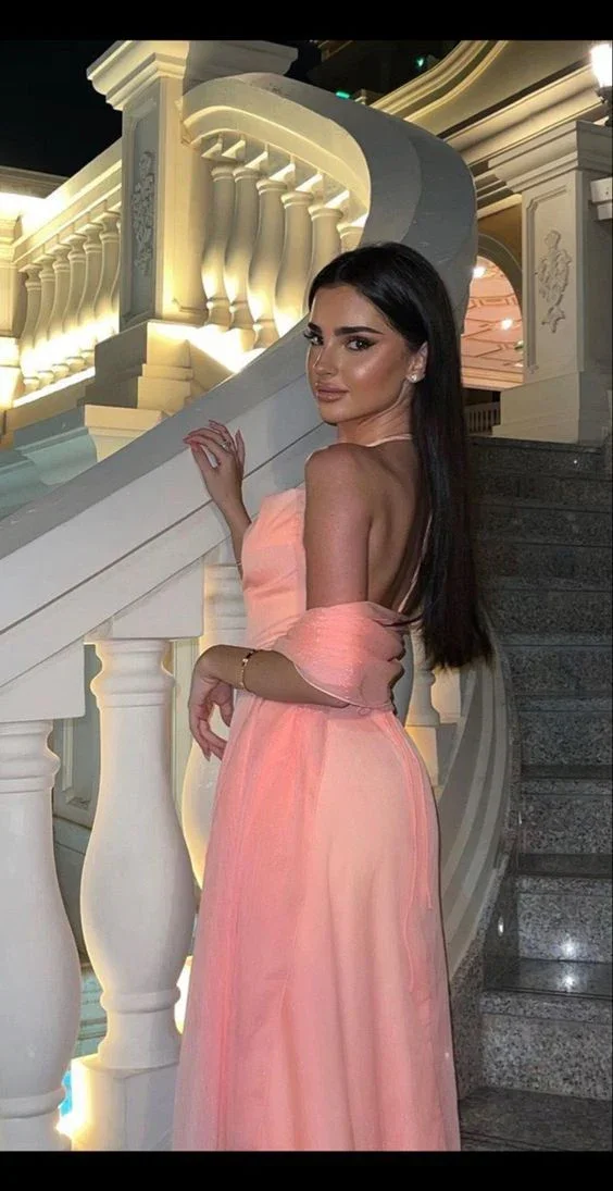 Sexy Halter Sleeveless Pink Long Prom Dress Party Evening Dress Y7523 - Image 2