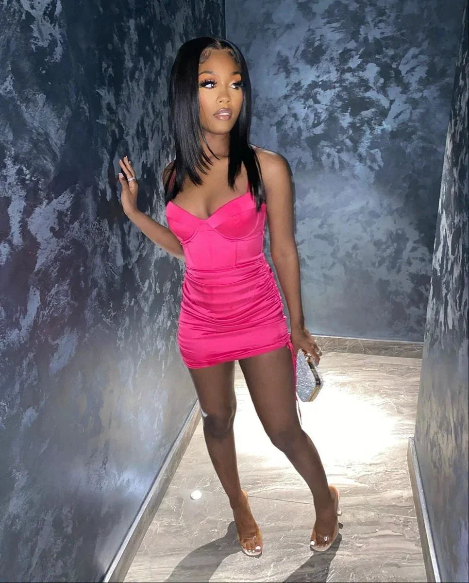 Sexy Hot Pink Tight Dress Mini Homecoming Dress 22nd Birthday Outfit Y5420 - Image 2