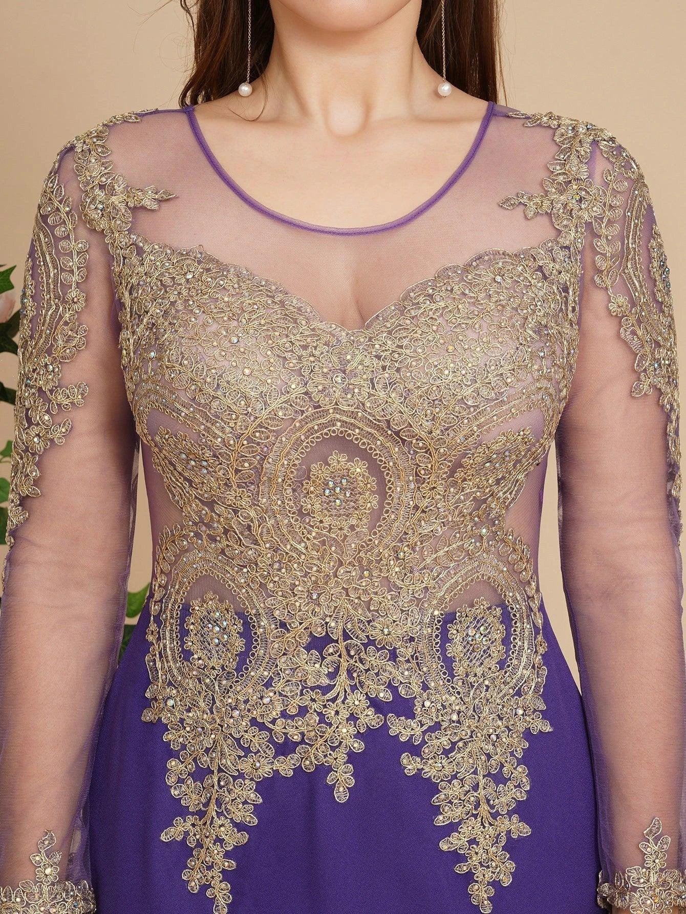 Sexy Lace Appliques Long Sleeves Mermaid Prom Dresses - Image 4