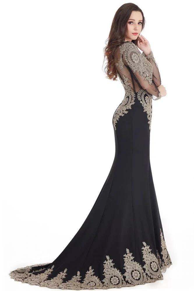 Sexy Lace Appliques Long Sleeves Mermaid Prom Dresses - Image 6