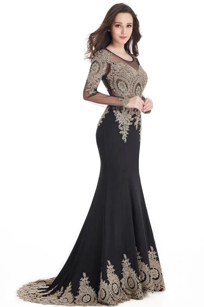 Sexy Lace Appliques Long Sleeves Mermaid Prom Dresses - Image 7