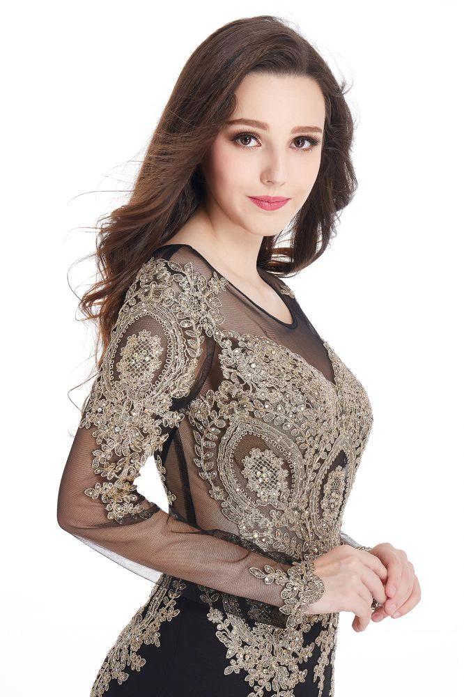 Sexy Lace Appliques Long Sleeves Mermaid Prom Dresses - Image 9