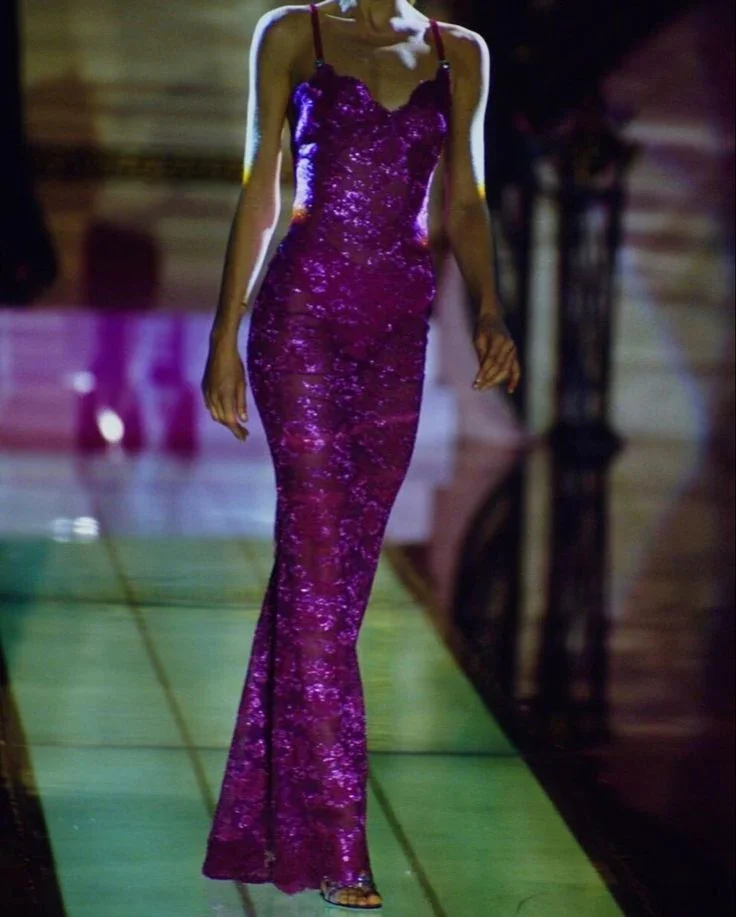 Sexy Lace Mermaid Prom Dress Spaghetti Straps Purple Evening Gown Y8204 - Image 3